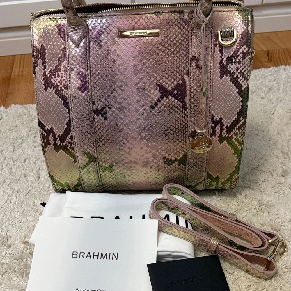 😊NWT Brahmin Small Caroline Blush Belladonna - Picture 9 of 9